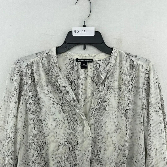 Hilary Radley Dress Womens Sz M White Snakeskin Print Button-Up Drawstring Waist - Picture 10 of 10